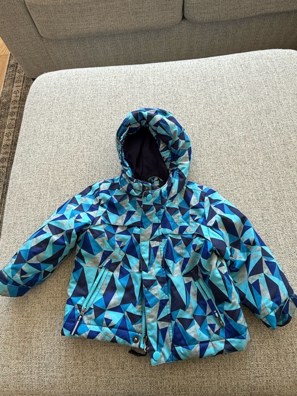 Cat & Jack Geometric Blue Hooded Winter Jacket